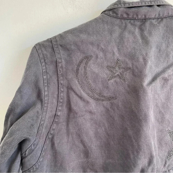 RAILS Rowen Dark Grey Star Embroidery Military Jacket Lightweight Relaxed Fit S - Picture 12 of 14